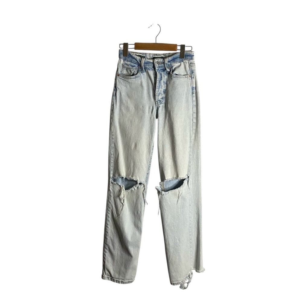 Wild Fable Women’s Light Blue Distressed Super High Rise Straight Leg Jeans